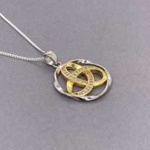 Sterling Silver Gold CZ Trinity Knot Halo And Chain