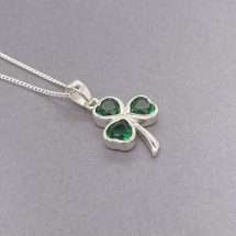 Sterling Silver Celtic Emerald CZ Shamrock Pendant