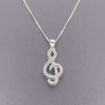 Sterling Silver CZ Music Clef Pendant And Chain