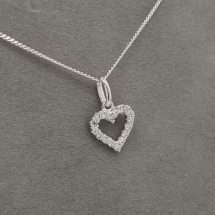 Sterling Silver Childrens CZ Heart Outline Pendant