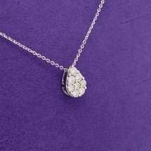 9ct White Gold 0.15ct Diamond Starburst Pendant And Chain