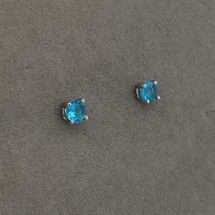 Sterling Silver March CZ Stud Earrings