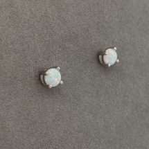 Sterling Silver October CZ Stud Earrings