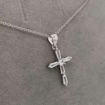Sterling Silver Childrens CZ Cross And Chain