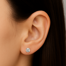 Sterling Silver Round Brilliant CZ Stud Earrings