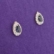 9ct Yellow Gold Sapphire CZ Pear Cluster Stud Earrings