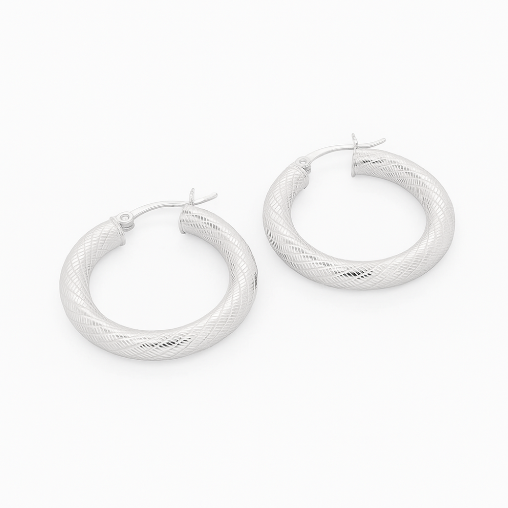 H5750-S-sterling-silver-textured-thick-hoop-style-earring-flat-image
