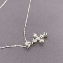 Sterling Silver Childrens CZ Cross And 16 Inch Chain