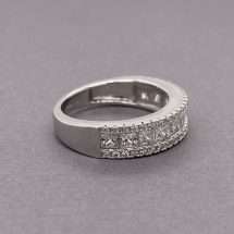 Sterling Silver CZ Princess Row Round Edges Ring