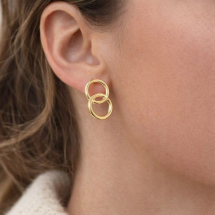 Sterling SIlver 18ct Gold Plated Circles Drop Earrings