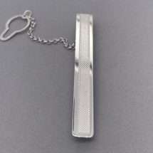 Sterling Silver Solid Diamond Cut Lined Tie Bar