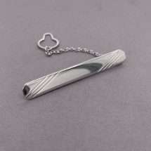 Sterling Silver Solid Lined Design Tie Bar