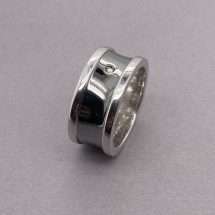 Sterling Silver Diamond Set Oxidised Black Ring