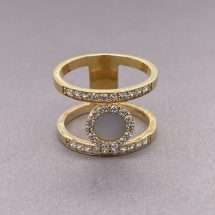 Sterling Silver 18ct Gold CZ Mother Pearl Dress Ring