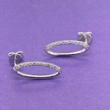 9ct White Gold 0.13ct Real Diamond Oval Stud Earrings