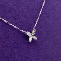 9ct White Gold 0.17ct Real Diamond Butterfly Necklace