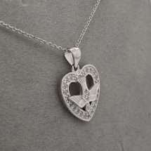 Sterling Silver Confirmation CZ Heart Pendant And Chain