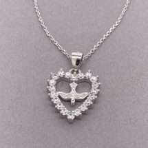 Sterling Silver Confirmation CZ Halo Pendant And Chain