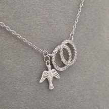 Sterling Silver Confirmation CZ Circle Pendant And Chain