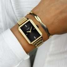 Cluse Fluette Gold Bracelet Black Dial Watch CW11512