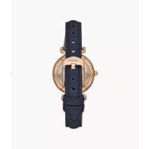 Fossil Carlie Gold Navy Leather Strap Watch ES4502