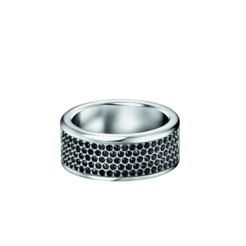 KJ06BR040107 calvin klein steel black cz stone ring front image