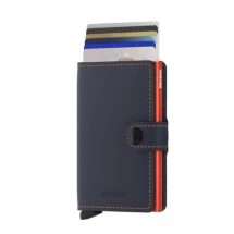 Secrid Leather Matt Blue Wallet MM-Blue-Orange