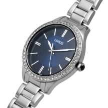 Lorus Womens Steel CZ Bezel Navy Dial Watch RG233UX9