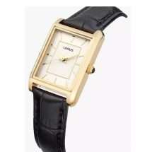 Lorus Womens Gold Case Black Leather Watch RG290VX9