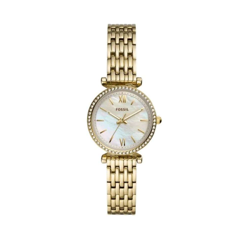 es4735 Fossil Womens Gold Mother Pearl Dial CZ Bezel Watch front image