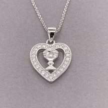 Sterling Silver Communion CZ Heart Pendant