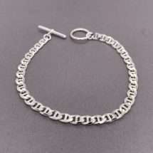 Sterling Silver Rambo Curb Link T-Bar Clasp Bracelet