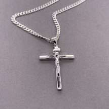Sterling Silver Mens Crucifix On 20 Inch Chain
