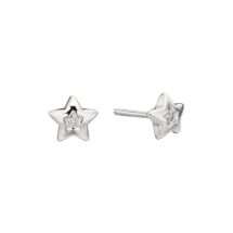Little Star Sterling Silver Diamond Star Stud Earrings