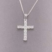 Sterling Silver CZ Cross And 16 Inch Chain