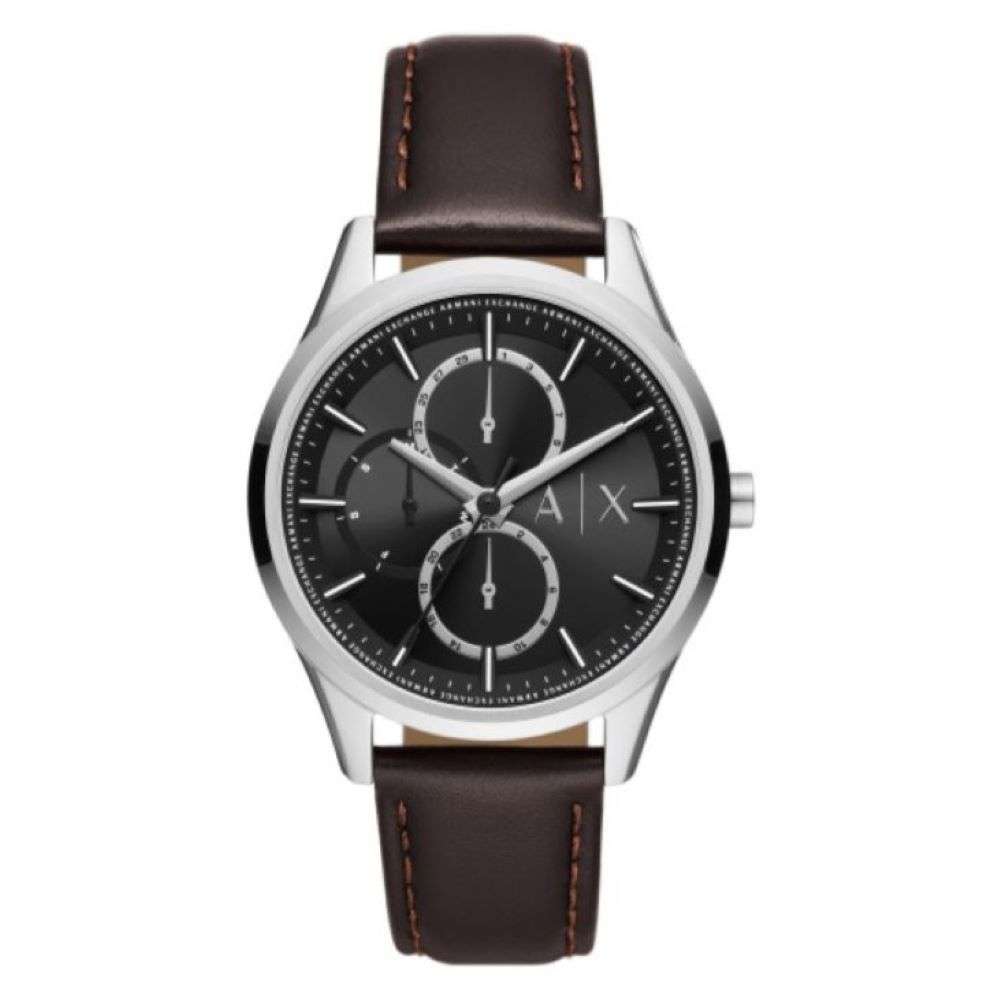 ax1868 Armani Exchange Mens Steel Case On Brown Leather Watch front image