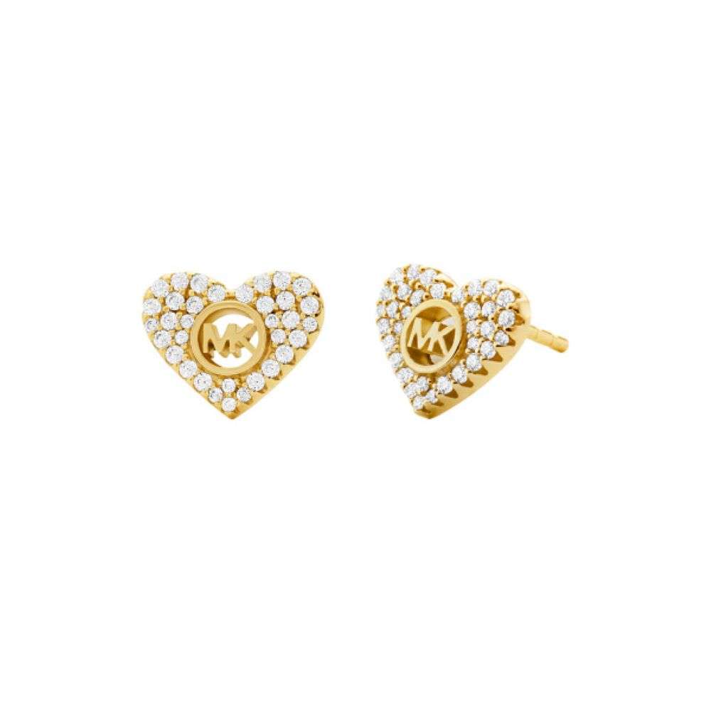mkc1527an710 Michael Kors Sterling Silver Gold Heart Stud Earrings front image mkc1527an710 Michael Kors Sterling Silver Gold Heart Stud Earrings front image