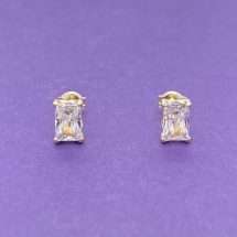 9ct Yellow Gold Emerald Cut CZ Stud Earrings