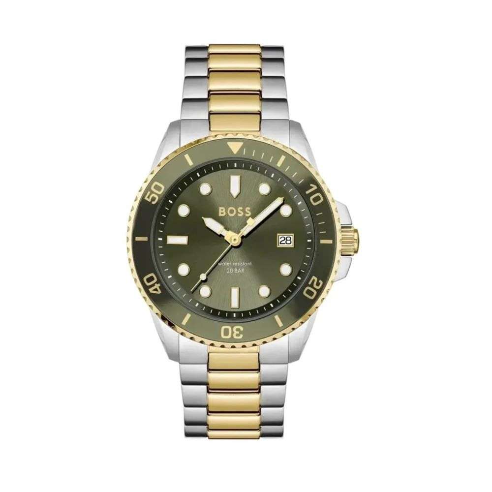 1514011 Hugo Boss Mens Steel And Gold Ace 200 Metre Watch front image 1514011 Hugo Boss Mens Steel And Gold Ace 200 Metre Watch front image