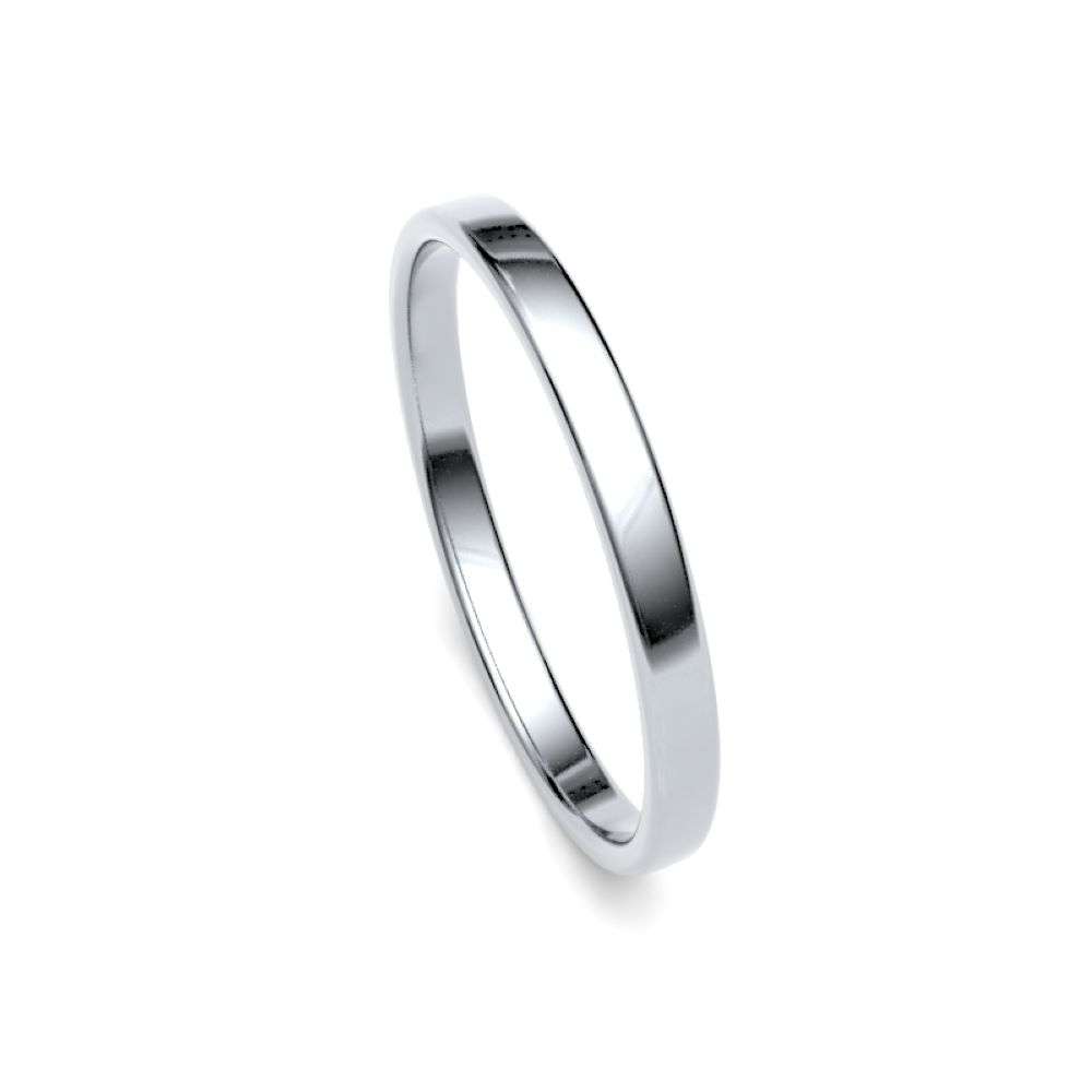 18W-2-SC-L 18ct white 2mm light soft court wedding ring right image 18W-2-SC-L 18ct white 2mm light soft court wedding ring right image