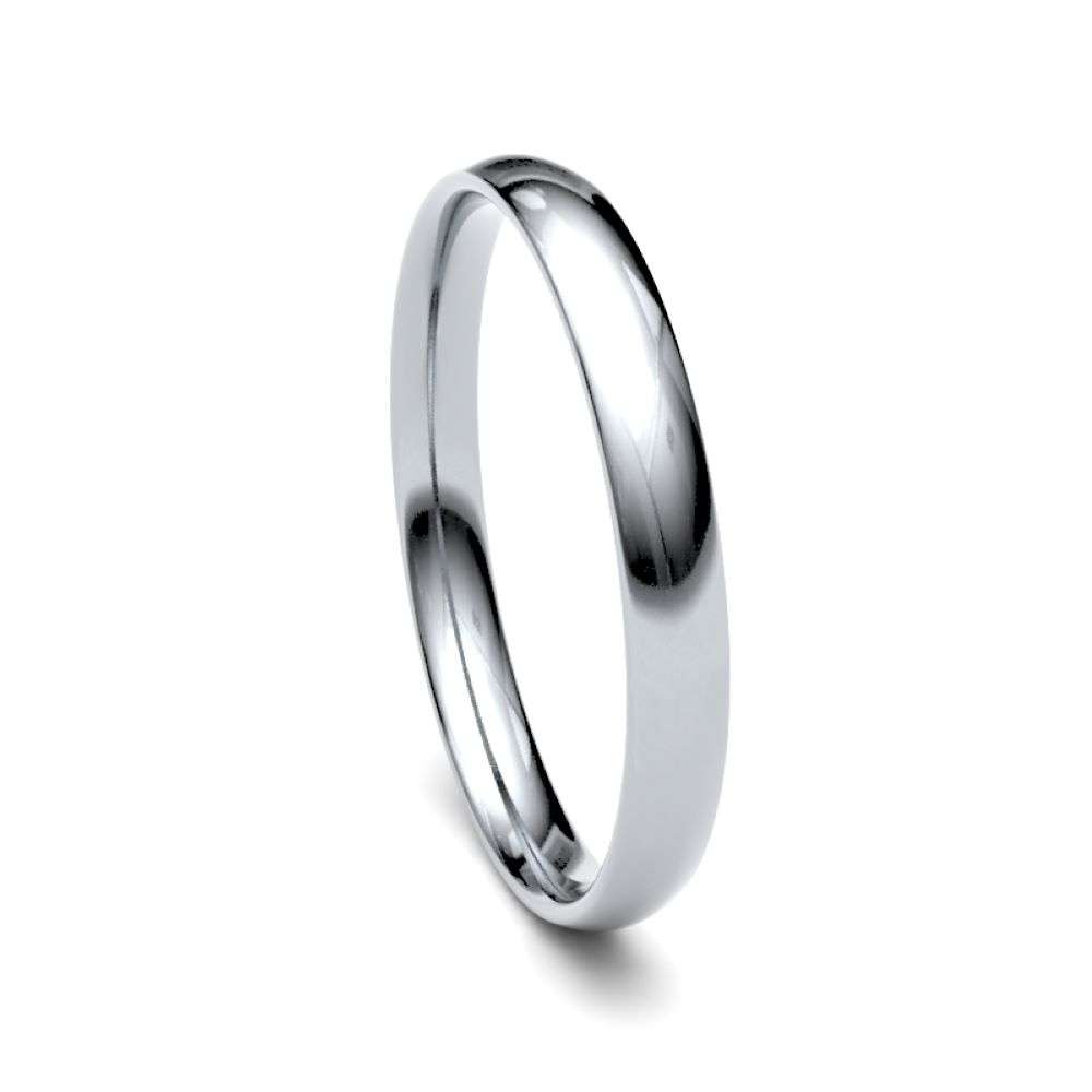 9W-2.5-TC-L 9ct white 2.5mm light traditional court wedding ring right image 9W-2.5-TC-L 9ct white 2.5mm light traditional court wedding ring right image