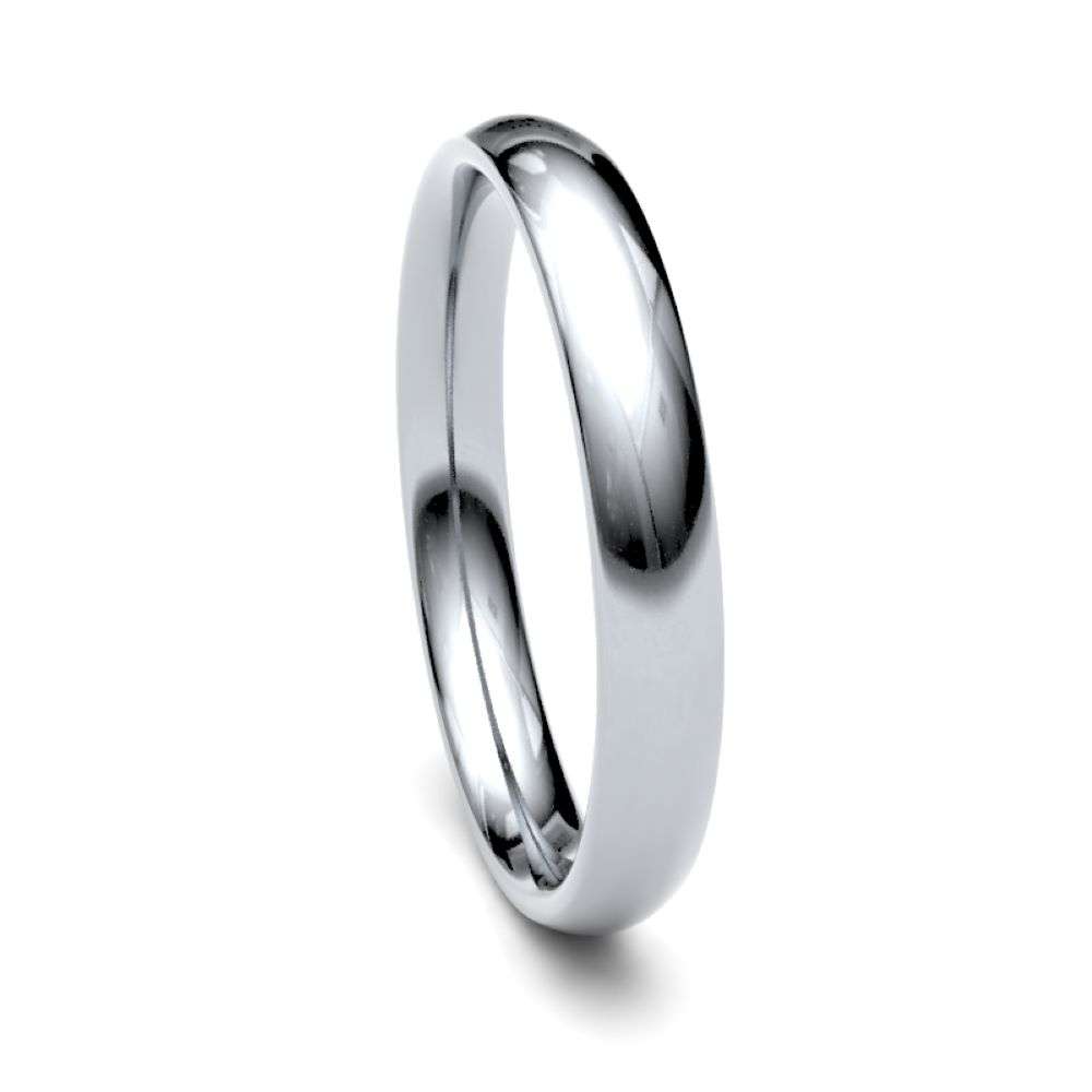 9W-3-TC-L 9ct white 3mm light traditional court wedding ring right image