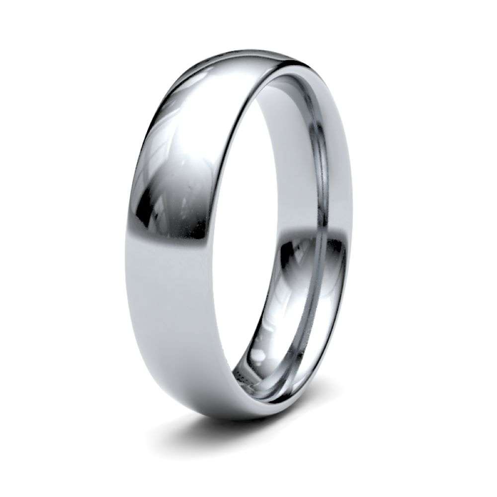 9W-5-TC-M 9ct white 5mm medium traditional court wedding ring left image