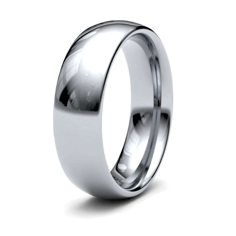 9W-6-TC-M 9ct white 6mm medium traditional court wedding ring left image