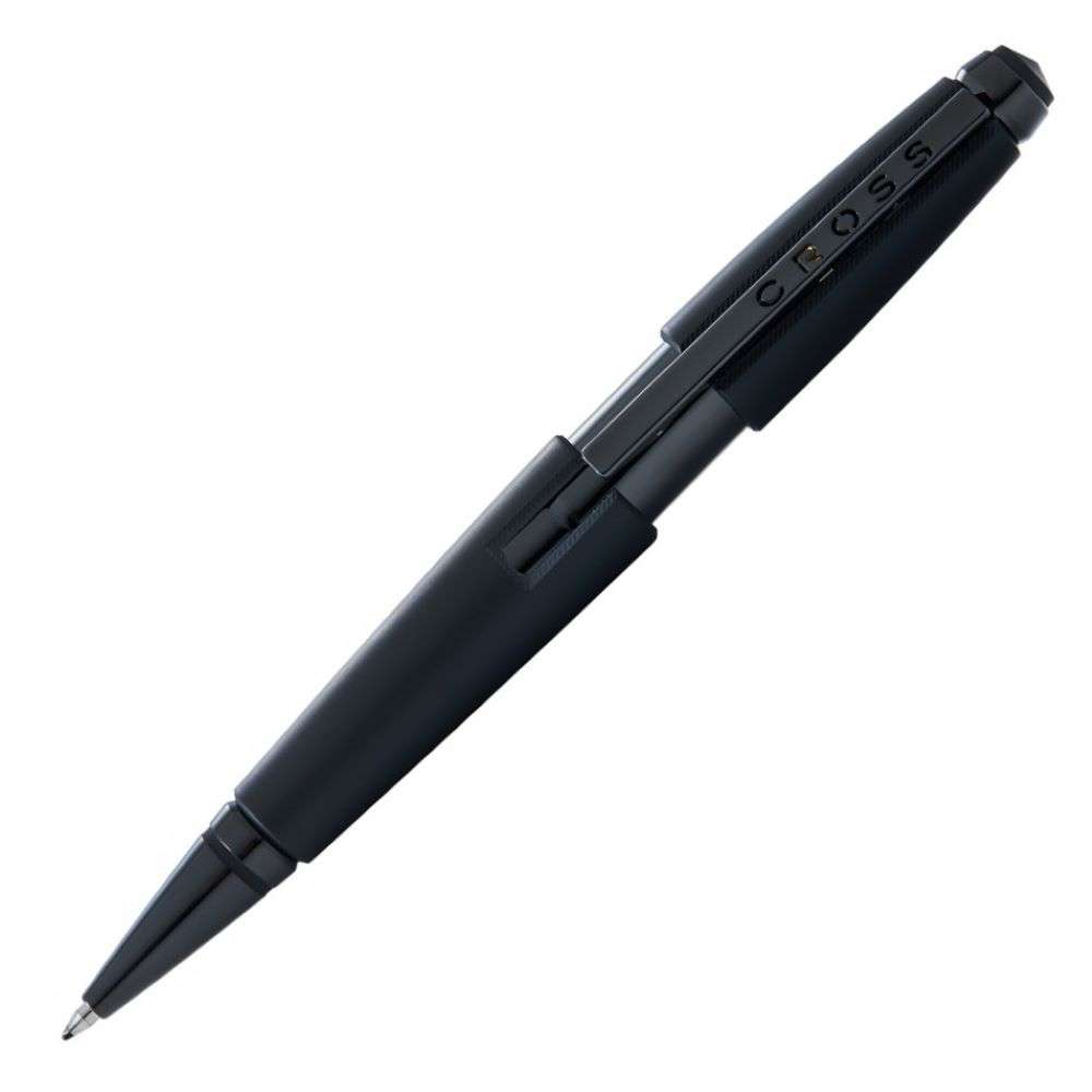 AT0555-11 cross edge matte black lacquer gel rollerball pen front image
