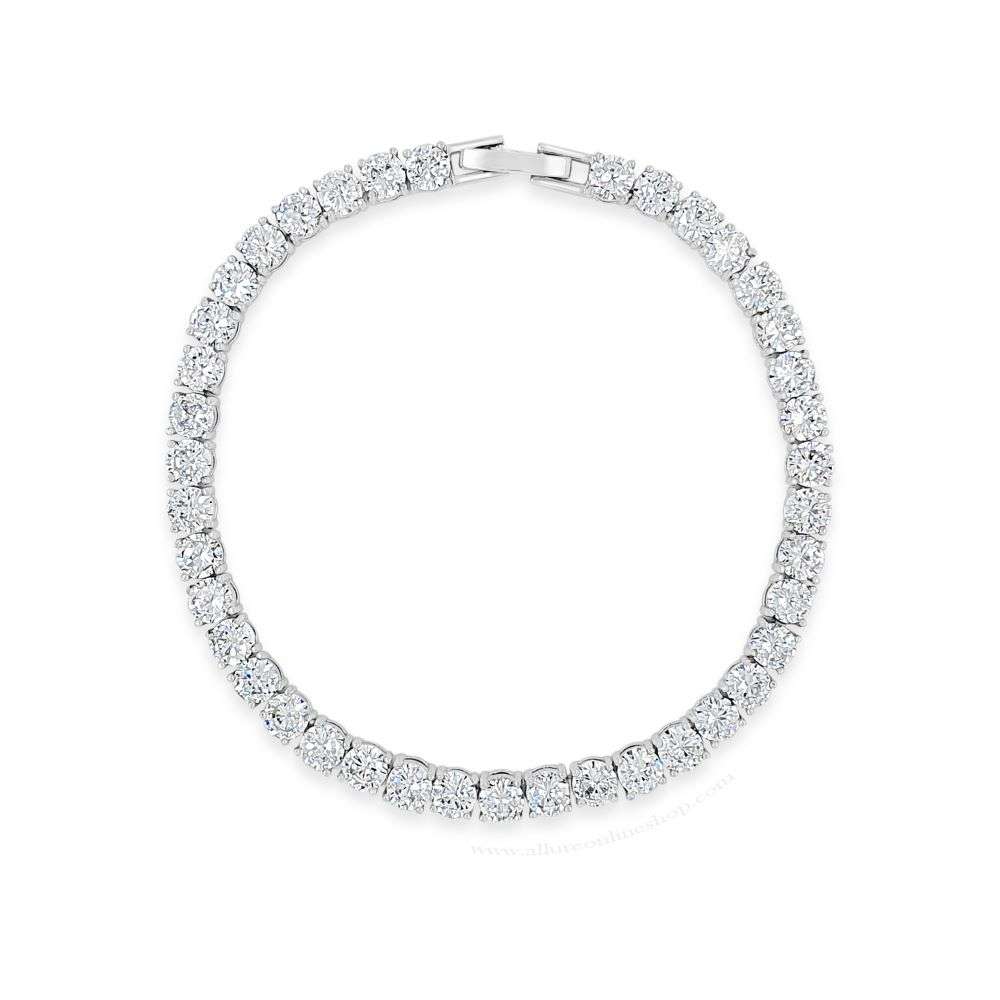 B2023SL Absolute Silver Plated CZ Tennis Style Bracelet front image B2023SL Absolute Silver Plated CZ Tennis Style Bracelet front image
