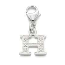 Sterling Silver CZ Set Initial "H" Charm
