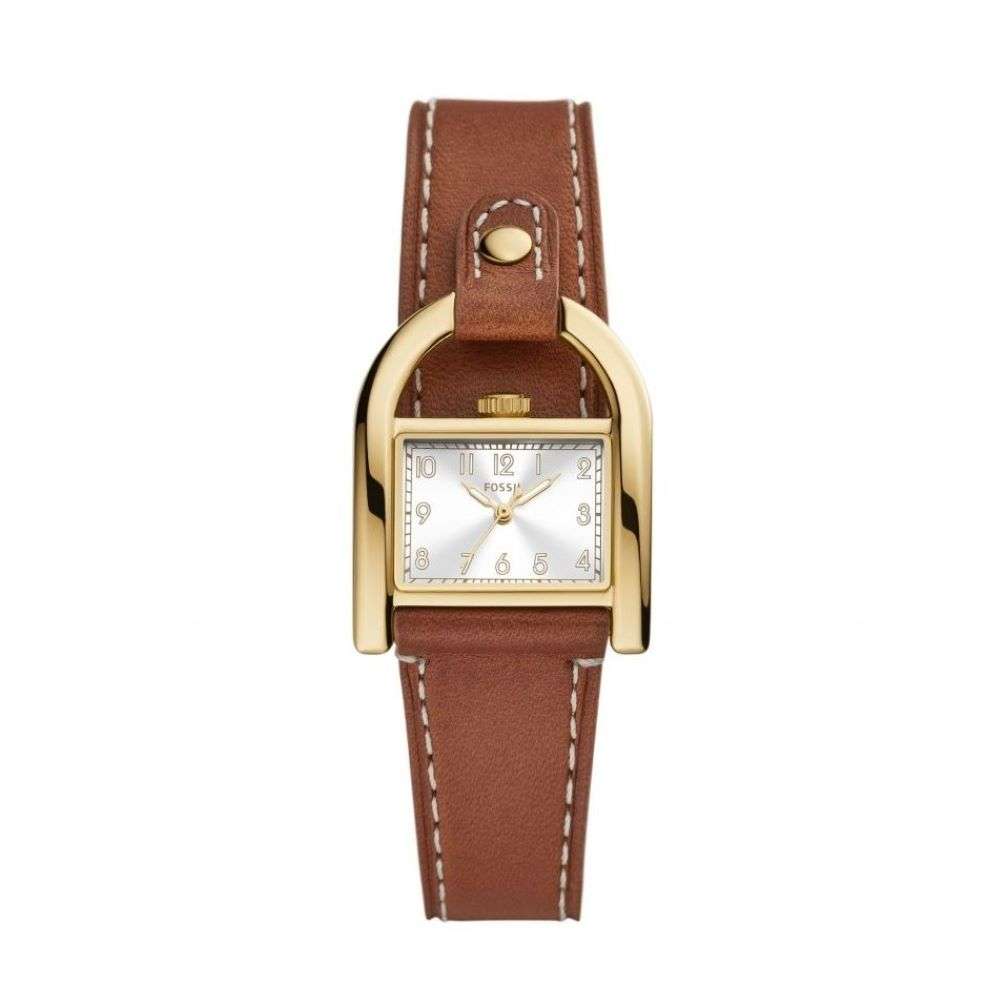 ES5264 Fossil Womens Harwell Gold Steel Buckle Brown Leather Watch front image ES5264 Fossil Womens Harwell Gold Steel Buckle Brown Leather Watch front image