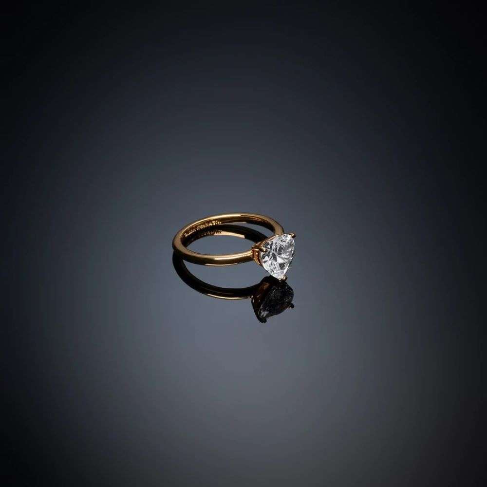 J19AVI38 Chiara Ferragni 18ct Yellow Gold Plated Parade CZ Set Solitaire Ring flat image