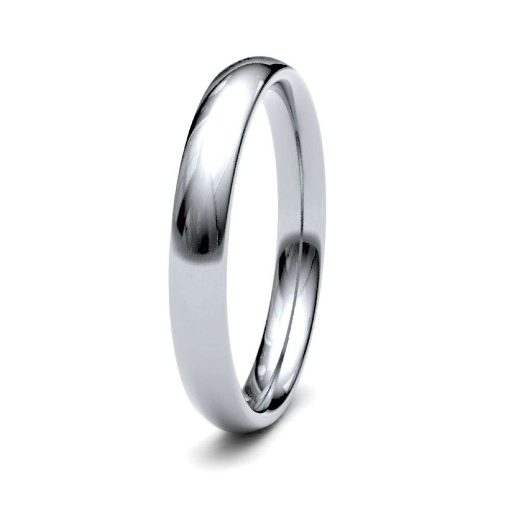 PL-3-TC-M Platinum 3mm medium traditional court wedding ring left image PL-3-TC-M Platinum 3mm medium traditional court wedding ring left image
